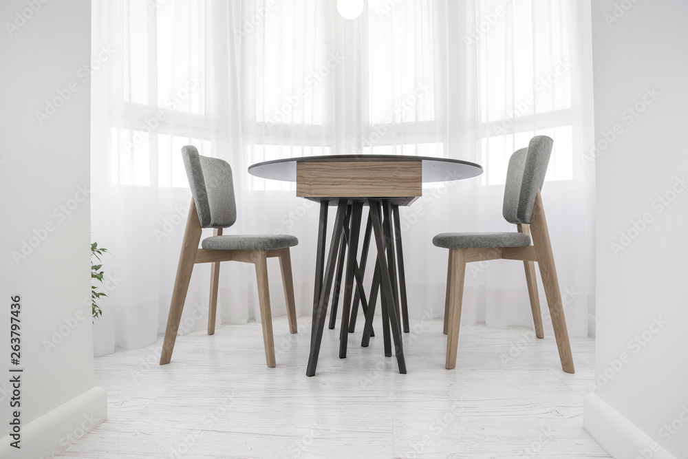 Fototapeta premium dinner tea table with chairs on the balcony