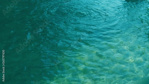 surface of clear blue water in slowmotion 
