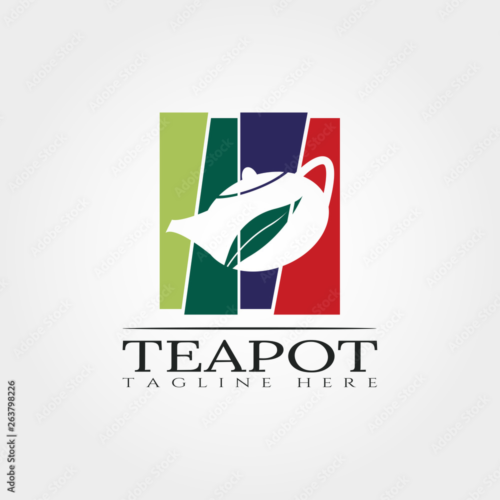 Teapot logo design with colorful concept, food and drink logo,-vector