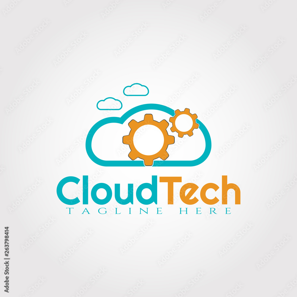 Cloud Technology logo design with gear combination, illustration element Cloud Technology logo design with gear combination, illustration element