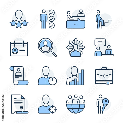Recruitment theme icon set. The set is vector, colored and created on 64x64 grids.