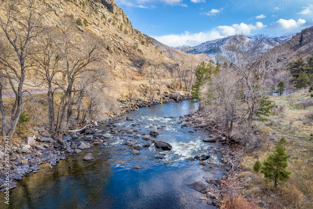 Fototapeta premium aerial view of mountain river and canyon