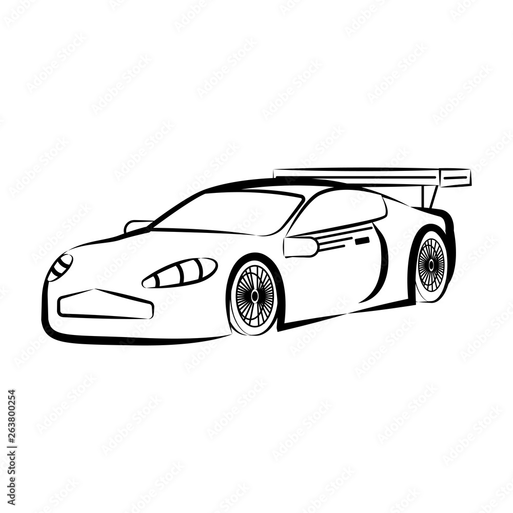 Obraz premium Isolated racing car sketch. Vector illustration design