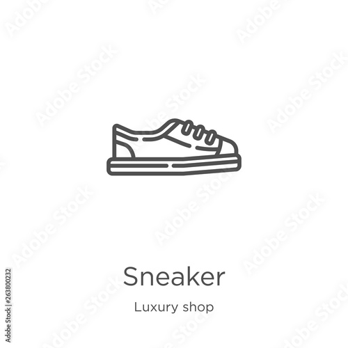 sneaker icon vector from luxury shop collection. Thin line sneaker outline icon vector illustration. Outline, thin line sneaker icon for website design and mobile, app development.