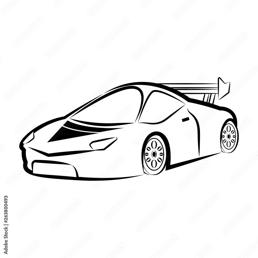 Isolated racing car sketch. Vector illustration design
