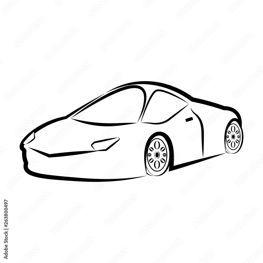 Fototapeta premium Isolated racing car sketch. Vector illustration design