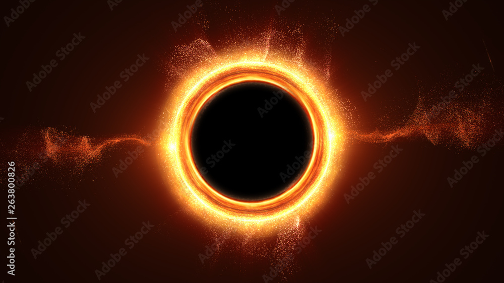 Futuristic head up display simulation of a Black Hole a region of space-time exhibiting such strong gravitational effects that nothing can escape - obrazy, fototapety, plakaty 