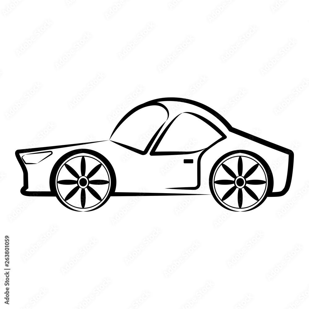 Side view of a racing car sketch. Vector illustration design Side view of a racing car sketch. Vector illustration design