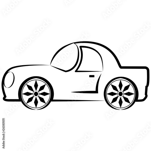 Side view of a racing car sketch. Vector illustration design
