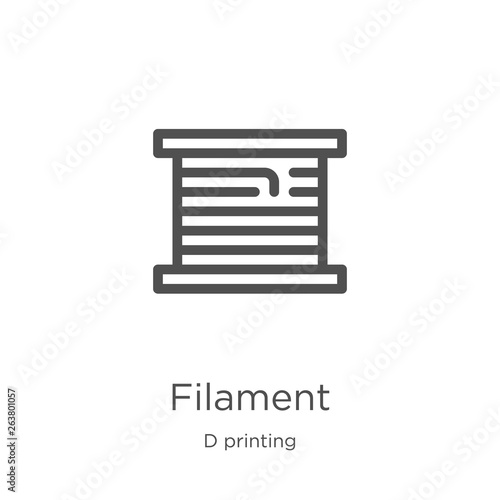 filament icon vector from d printing collection. Thin line filament outline icon vector illustration. Outline, thin line filament icon for website design and mobile, app development.