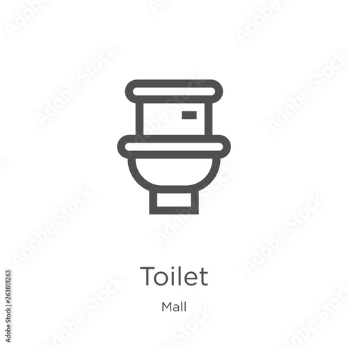 toilet icon vector from mall collection. Thin line toilet outline icon vector illustration. Outline, thin line toilet icon for website design and mobile, app development.