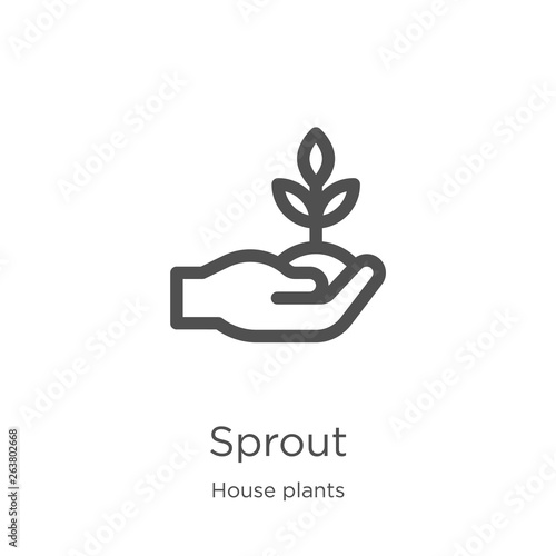 sprout icon vector from house plants collection. Thin line sprout outline icon vector illustration. Outline, thin line sprout icon for website design and mobile, app development.