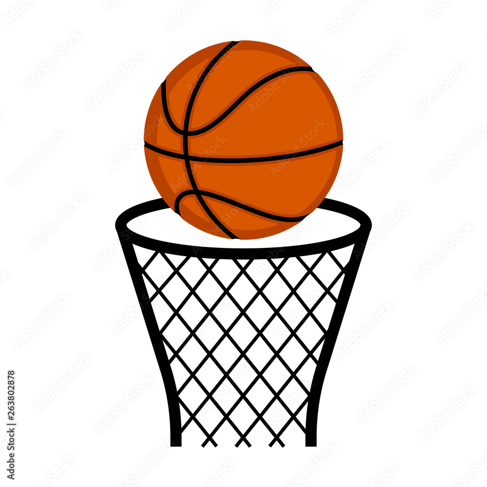 Basketball net with a ball. Vector illustration design