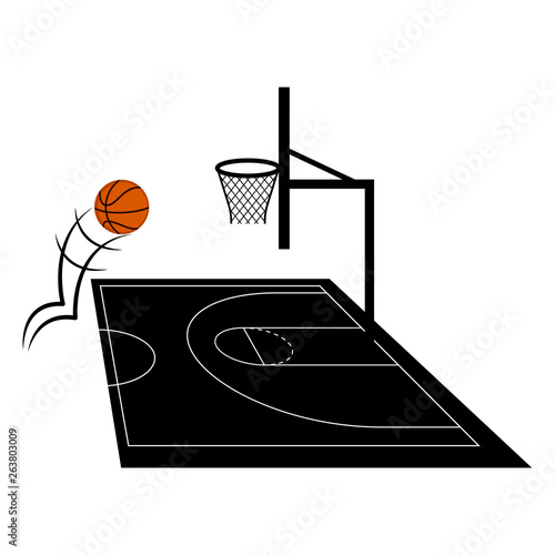 Side view of a basketball half court. Vector illustration design
