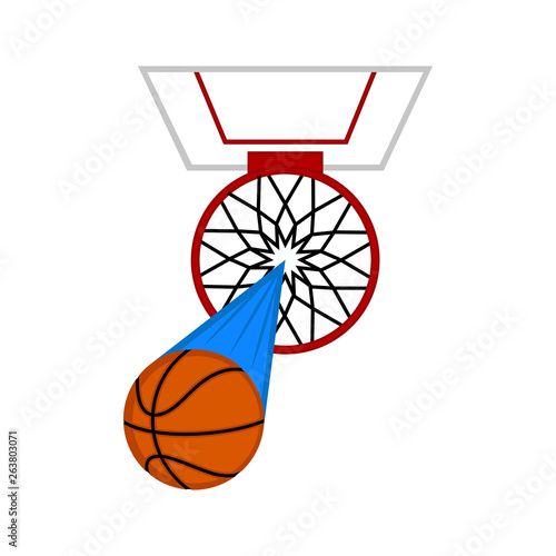 Aerial view of a basketball hoop with a ball. Vector illustration design