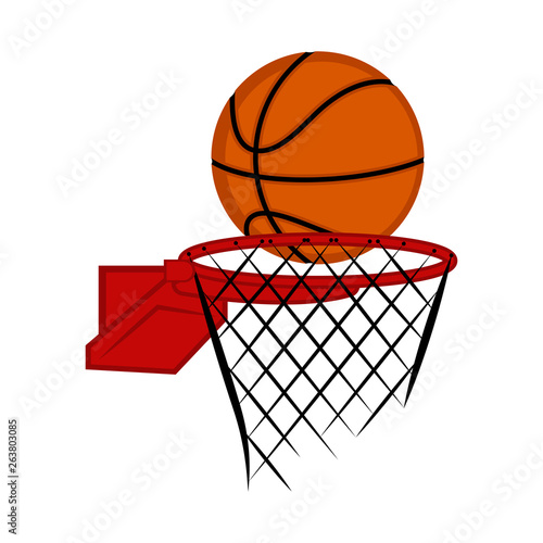 Basketball net with a ball. Vector illustration design