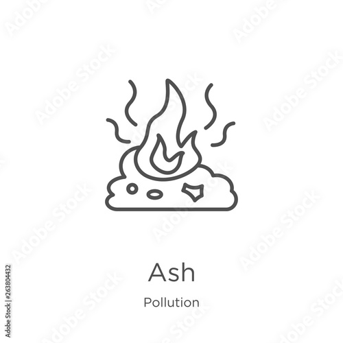 ash icon vector from pollution collection. Thin line ash outline icon vector illustration. Outline, thin line ash icon for website design and mobile, app development.