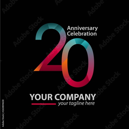 20 Year Anniversary Celebration Company Vector Template Design Illustration