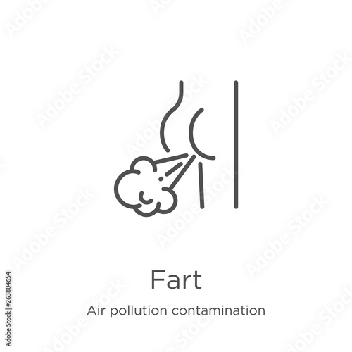 fart icon vector from air pollution contamination collection. Thin line fart outline icon vector illustration. Outline, thin line fart icon for website design and mobile, app development.