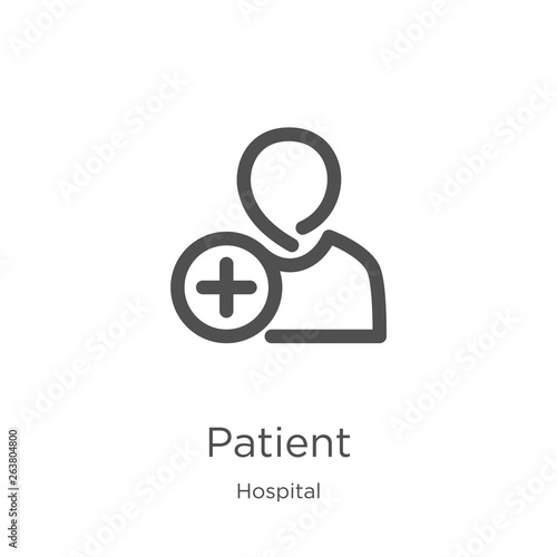 patient icon vector from hospital collection. Thin line patient outline icon vector illustration. Outline, thin line patient icon for website design and mobile, app development.