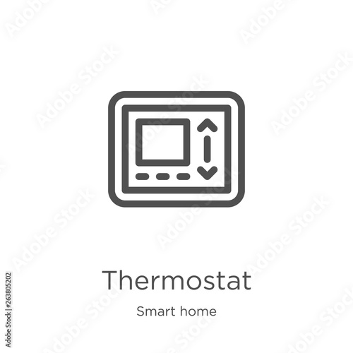 thermostat icon vector from smart home collection. Thin line thermostat outline icon vector illustration. Outline, thin line thermostat icon for website design and mobile, app development.