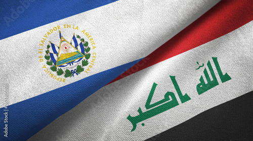 El Salvador and Iraq two flags textile cloth