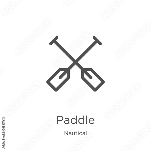 paddle icon vector from nautical collection. Thin line paddle outline icon vector illustration. Outline, thin line paddle icon for website design and mobile, app development.