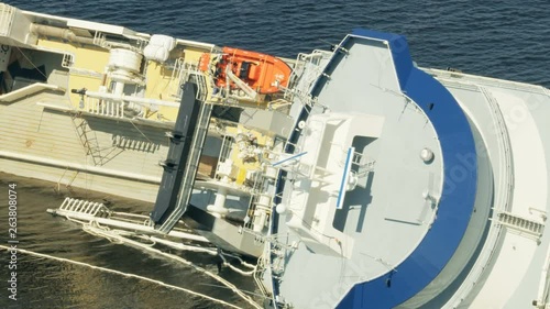 Aerial view of capsized trawler after severe storm  photo