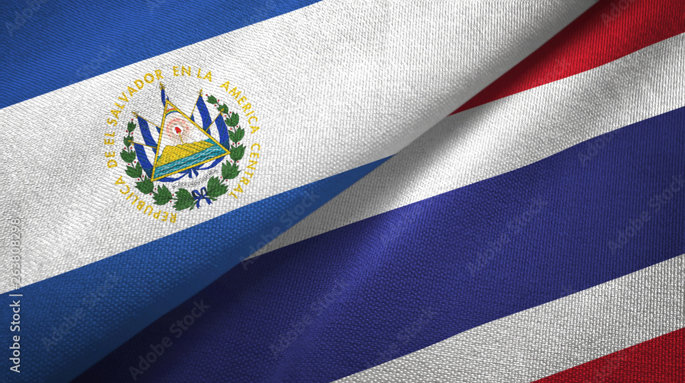 El Salvador and Thailand two flags textile cloth, fabric texture El Salvador and Thailand two flags textile cloth, fabric texture