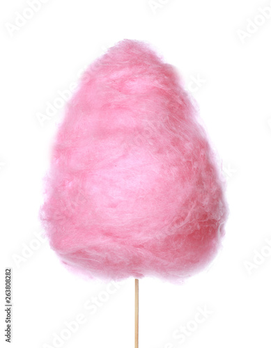 Tasty cotton candy on white background photo