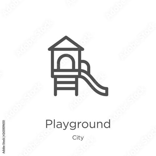 playground icon vector from city collection. Thin line playground outline icon vector illustration. Outline, thin line playground icon for website design and mobile, app development.