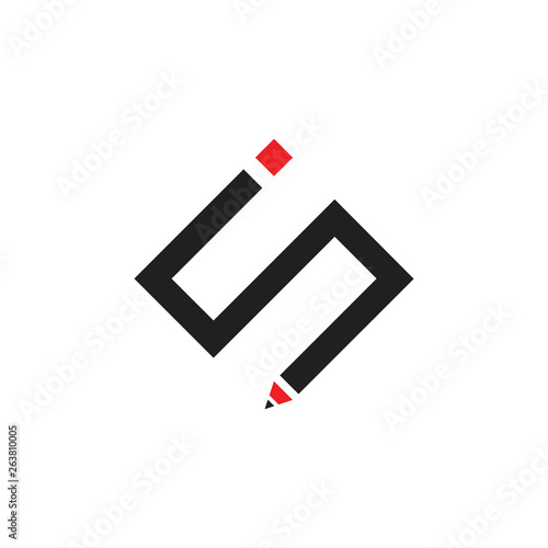 letters s pencil square geometric education concept vector