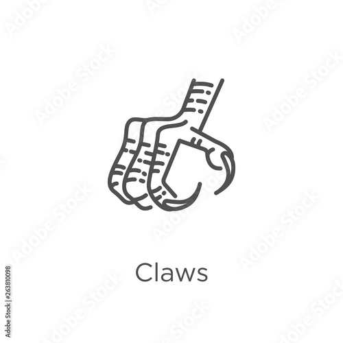 claws icon vector from owl collection. Thin line claws outline icon vector illustration. Outline, thin line claws icon for website design and mobile, app development.