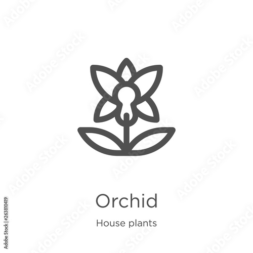 orchid icon vector from house plants collection. Thin line orchid outline icon vector illustration. Outline, thin line orchid icon for website design and mobile, app development.