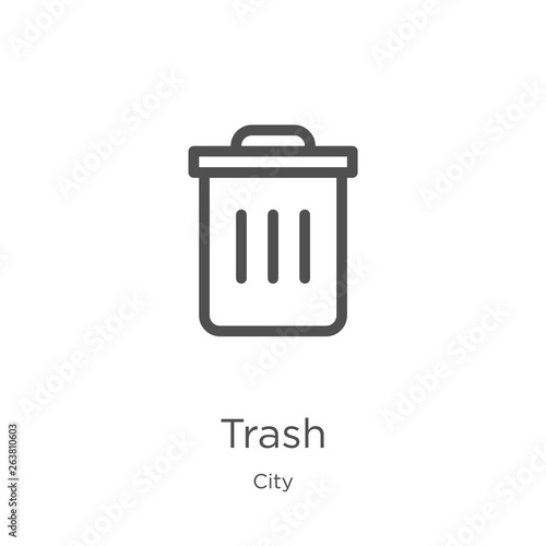 trash icon vector from city collection. Thin line trash outline icon vector illustration. Outline, thin line trash icon for website design and mobile, app development.