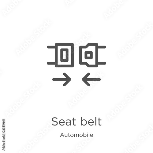 seat belt icon vector from automobile collection. Thin line seat belt outline icon vector illustration. Outline, thin line seat belt icon for website design and mobile, app development.