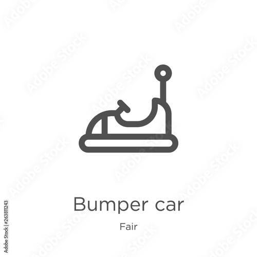 bumper car icon vector from fair collection. Thin line bumper car outline icon vector illustration. Outline, thin line bumper car icon for website design and mobile, app development.