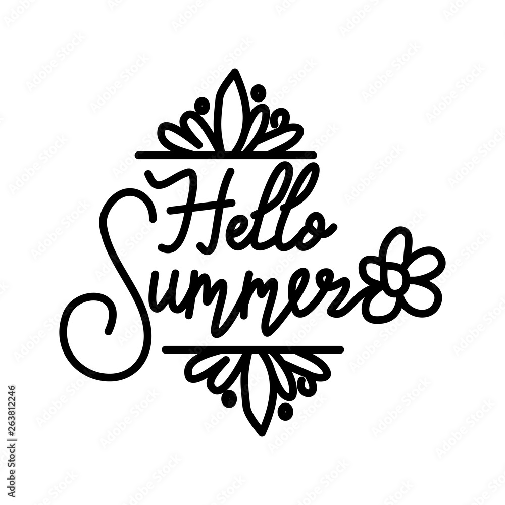 Obraz premium Hello Summer Script text Design Template Vector