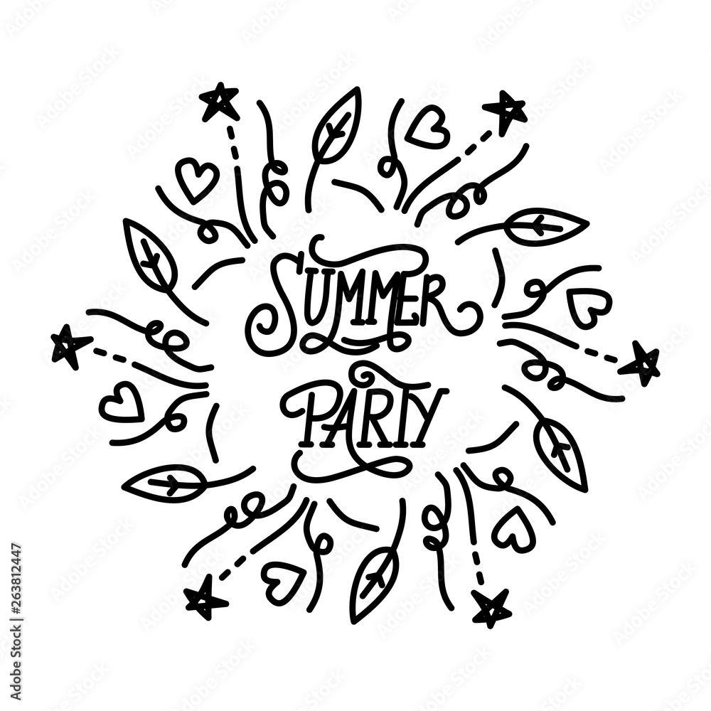 Fototapeta premium Summer Party Script text Design Template Vector