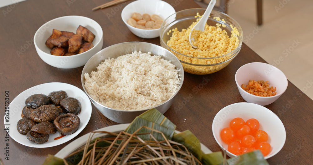 Prepare food for making rice dumpling Prepare food for making rice dumpling