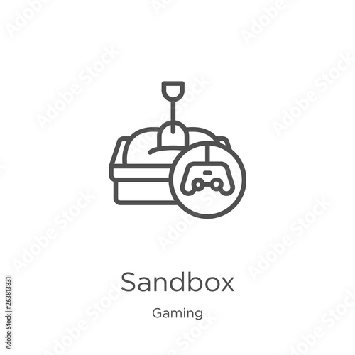 sandbox icon vector from gaming collection. Thin line sandbox outline icon vector illustration. Outline, thin line sandbox icon for website design and mobile, app development.