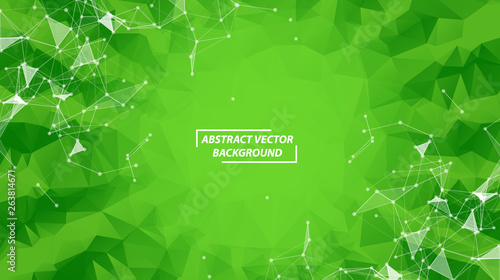 Green Geometric Polygonal background molecule and communication. Connected lines with dots. Minimalism background. Concept of the science, chemistry, biology, medicine, technology.