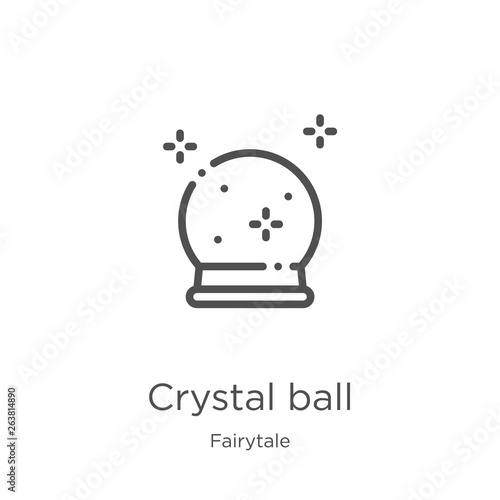 crystal ball icon vector from fairytale collection. Thin line crystal ball outline icon vector illustration. Outline, thin line crystal ball icon for website design and mobile, app development.