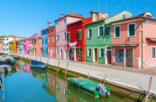 Colorful house in Burano island, Venice, Italy.