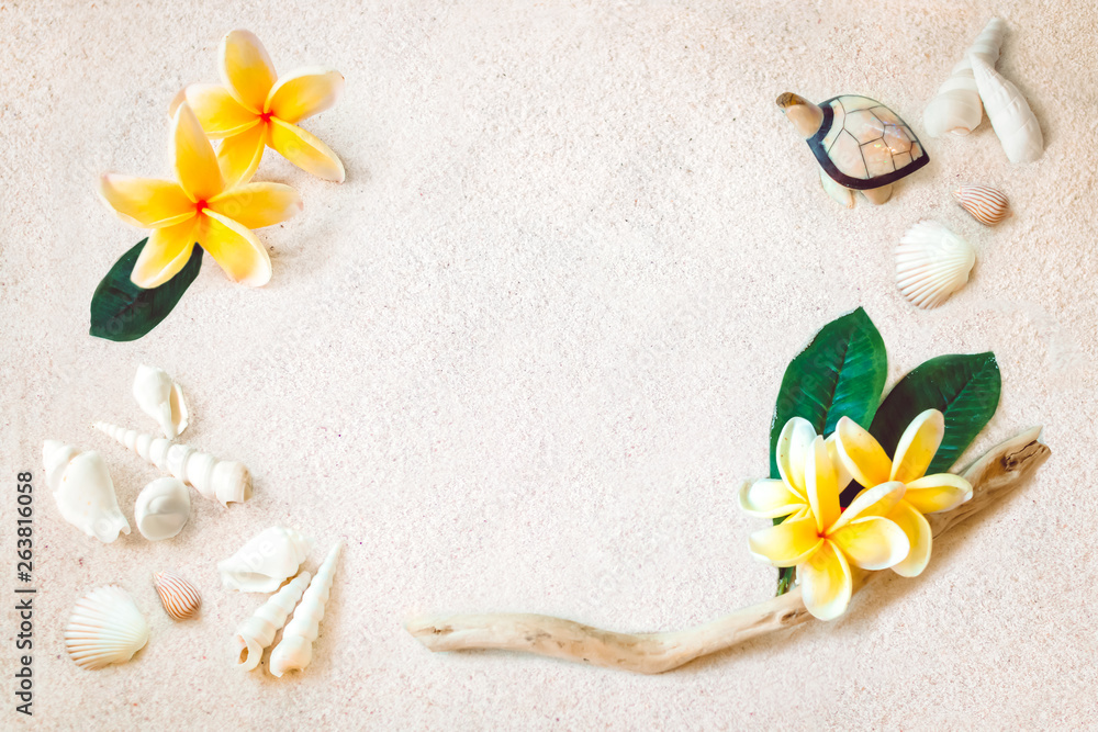 Hawaii Beach Blanket Turtle With Plumeria Flowers