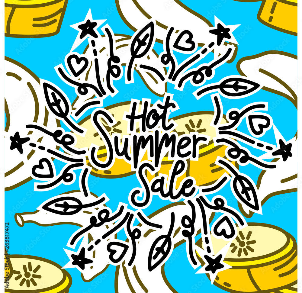 Naklejka premium Summer Frame Text Template Vector Background