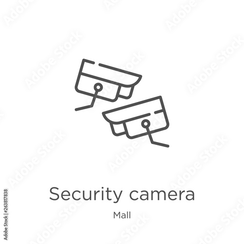 security camera icon vector from mall collection. Thin line security camera outline icon vector illustration. Outline, thin line security camera icon for website design and mobile, app development.