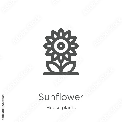 sunflower icon vector from house plants collection. Thin line sunflower outline icon vector illustration. Outline, thin line sunflower icon for website design and mobile, app development.