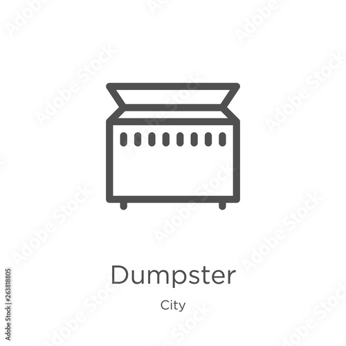 dumpster icon vector from city collection. Thin line dumpster outline icon vector illustration. Outline, thin line dumpster icon for website design and mobile, app development.