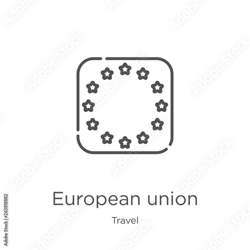 european union icon vector from travel collection. Thin line european union outline icon vector illustration. Outline, thin line european union icon for website design and mobile, app development.